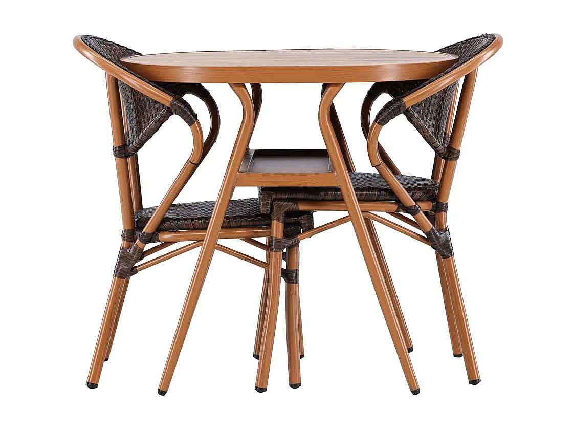 Abrantes Gartenset Tisch, 2 Stühle braun.