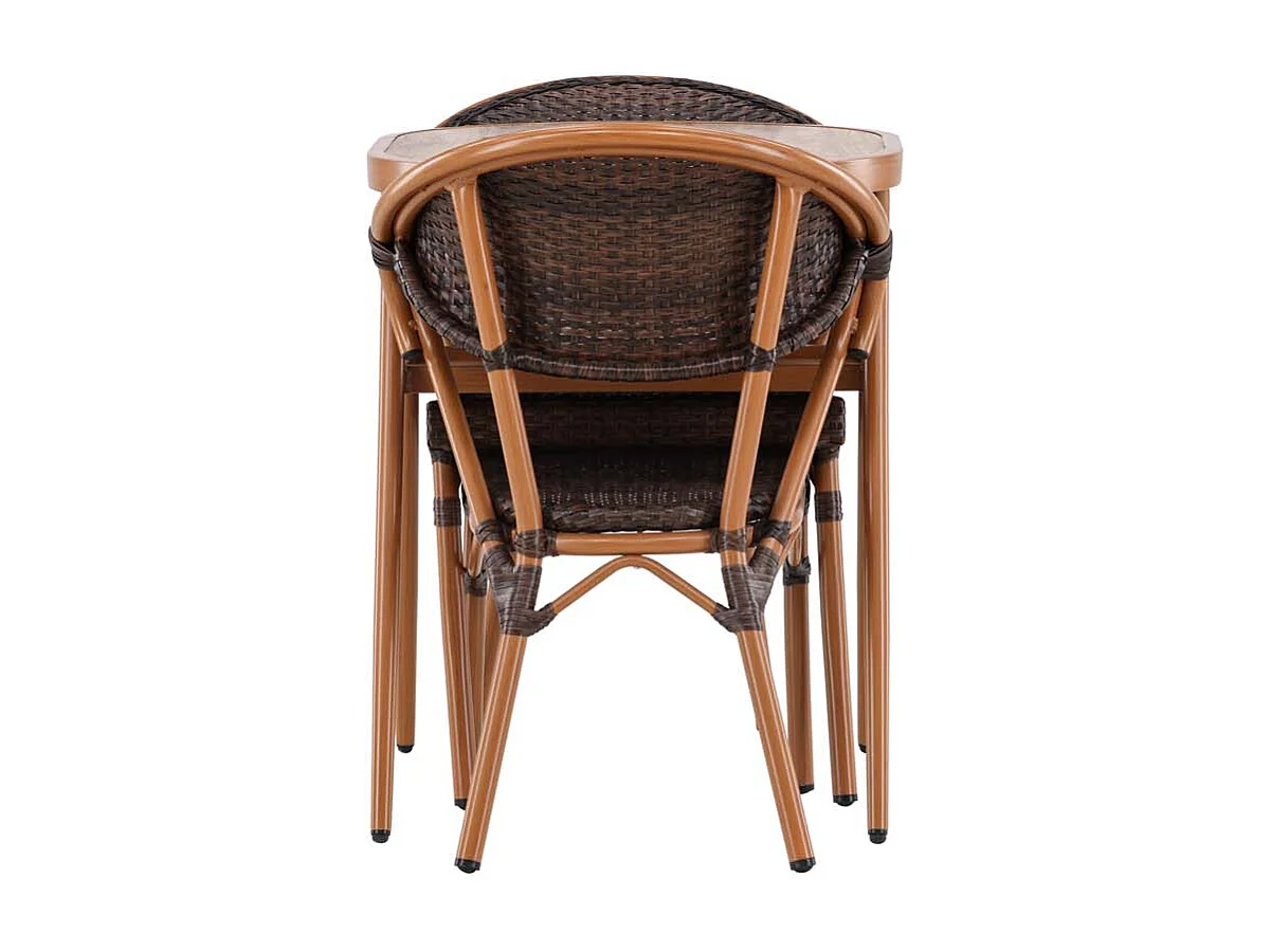 Abrantes Gartenset Tisch, 2 Stühle braun.