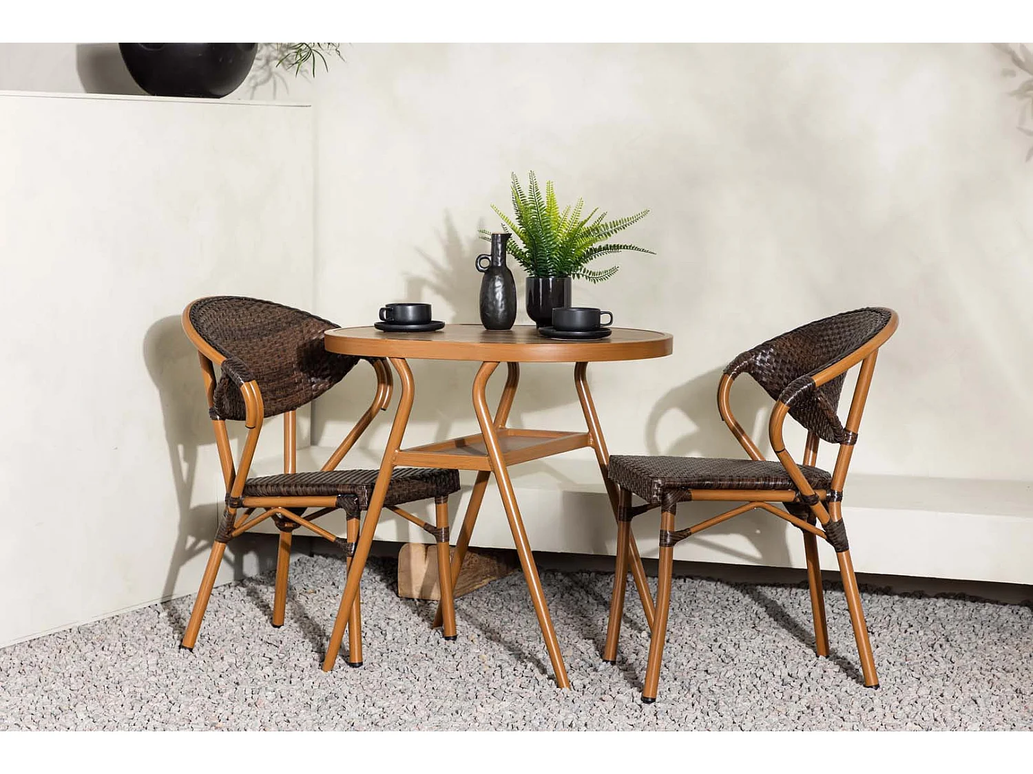 Abrantes Gartenset Tisch, 2 Stühle braun.