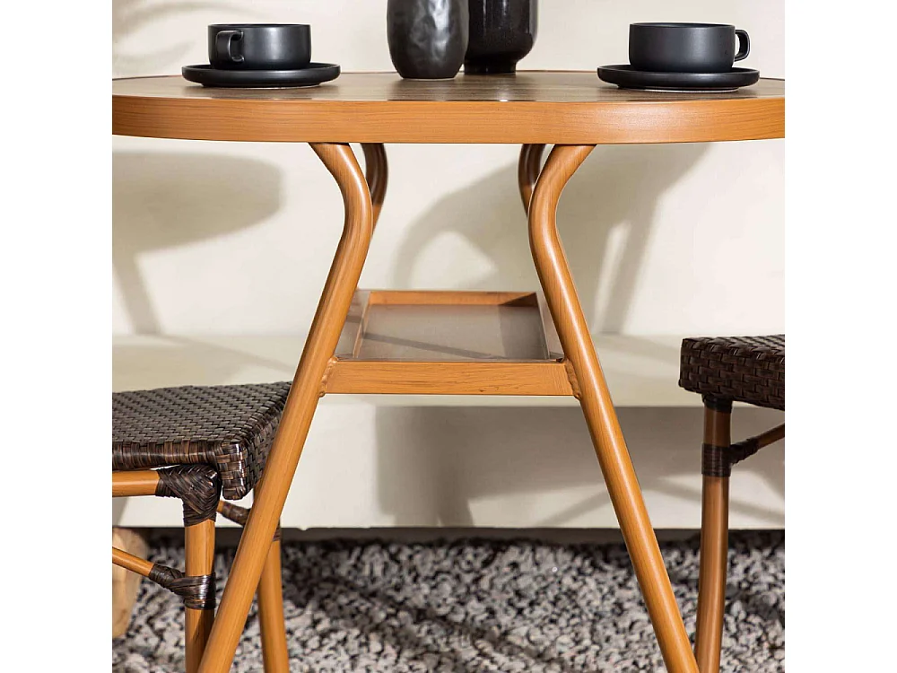 Abrantes Gartenset Tisch, 2 Stühle braun.