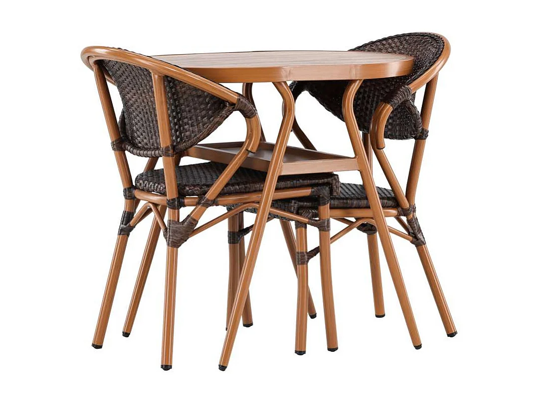 Abrantes Gartenset Tisch, 2 Stühle braun.