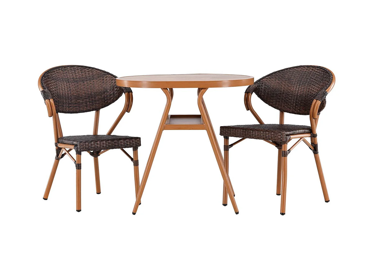 Abrantes set de jardin table, 2 chaises marron.