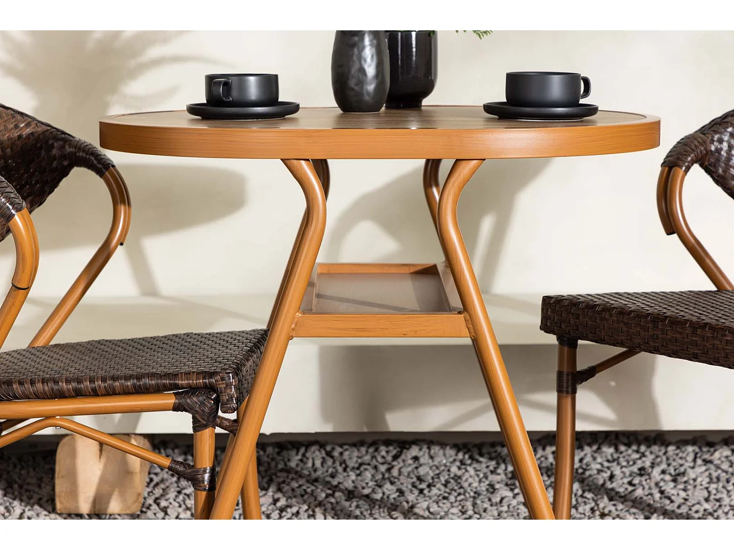 Abrantes set de jardin table, 2 chaises marron.