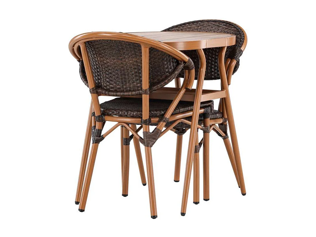 Abrantes set de jardin table, 2 chaises marron.