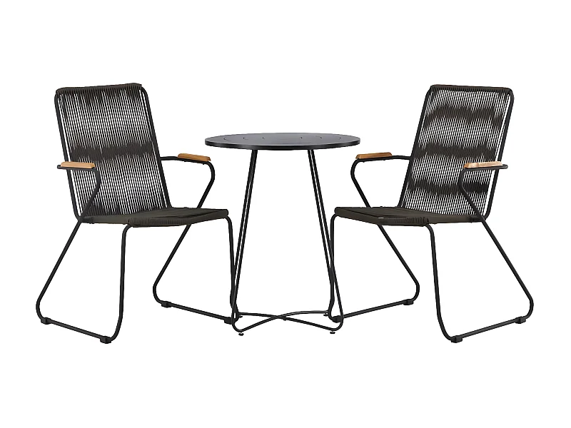 Bacong set de jardin table, 2 chaises noir.
