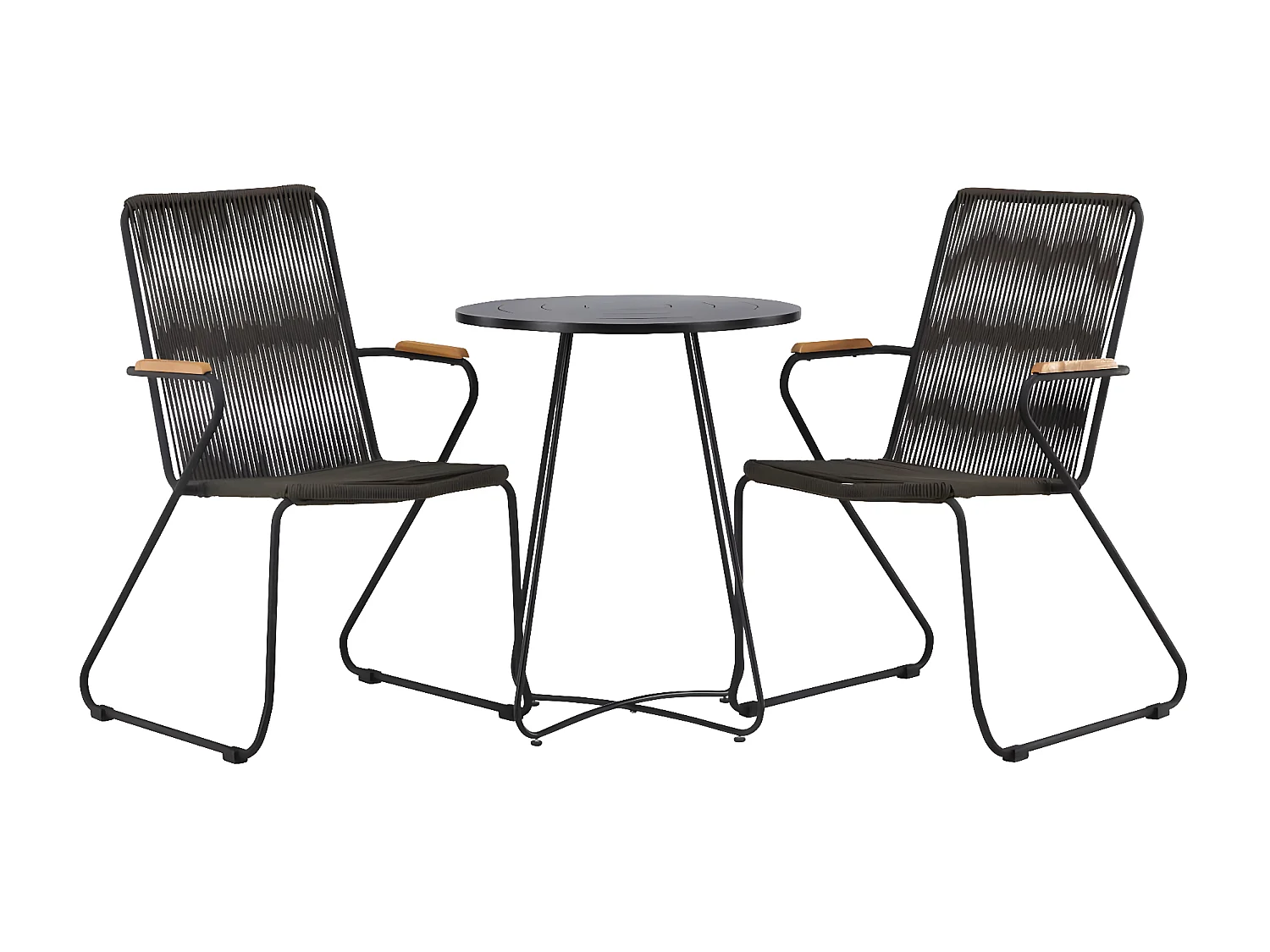 Bacong set de jardin table, 2 chaises noir.