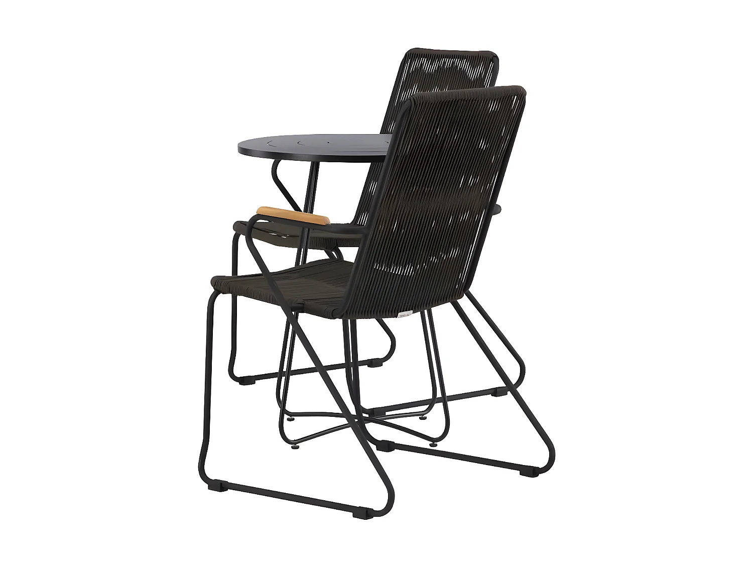 Bacong set de jardin table, 2 chaises noir.