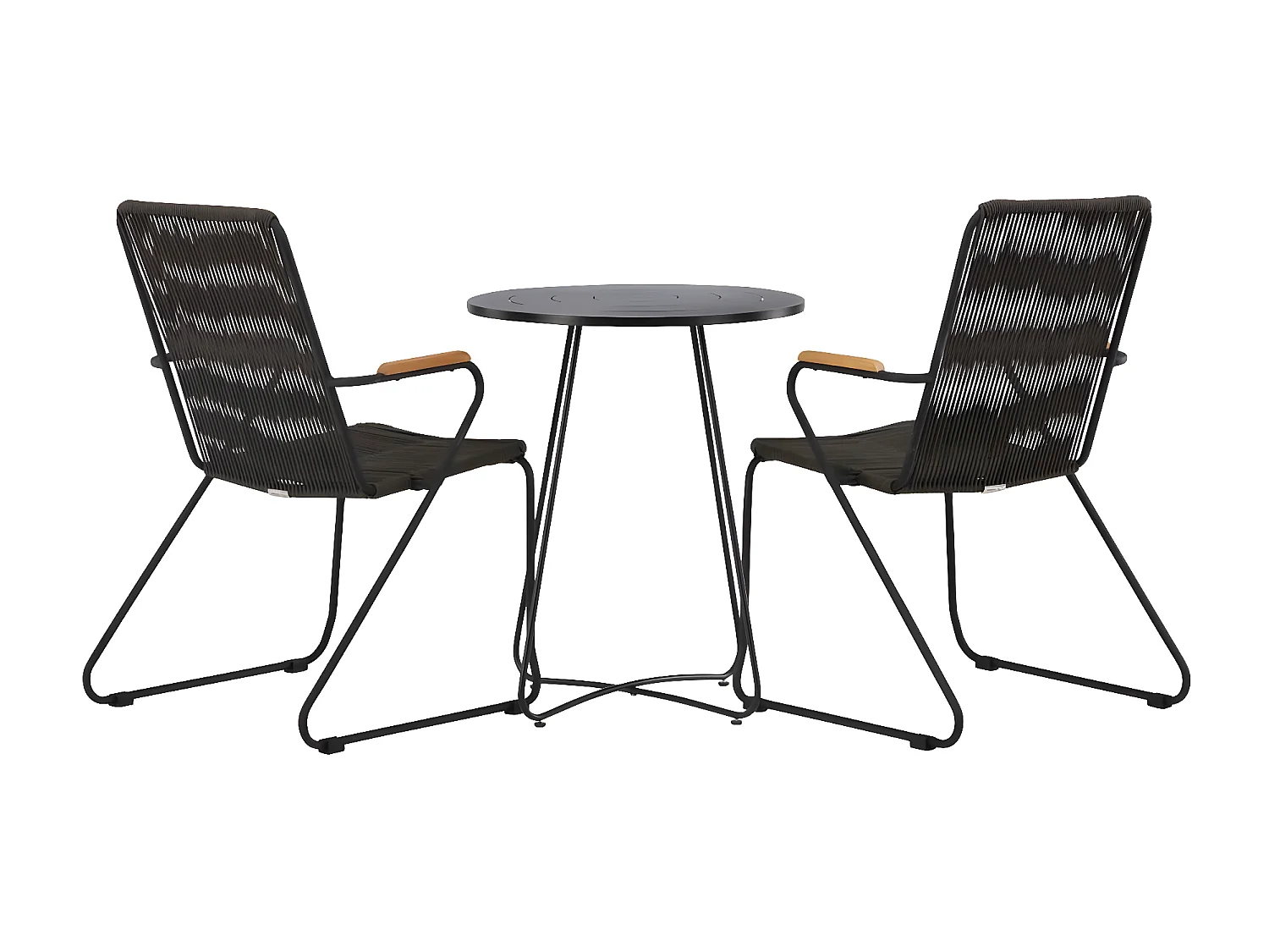 Bacong set de jardin table, 2 chaises noir.