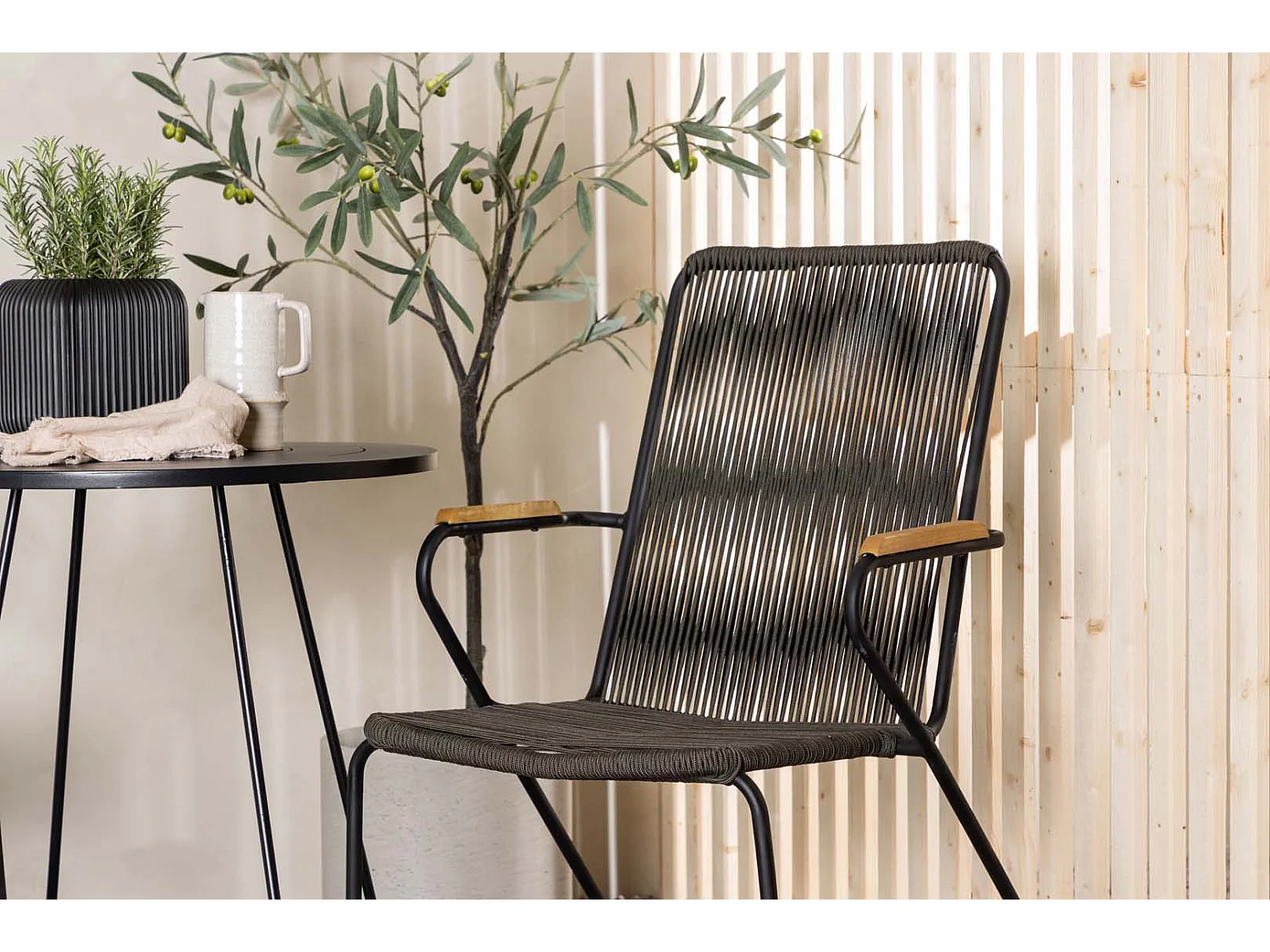 Bacong set de jardin table, 2 chaises noir.