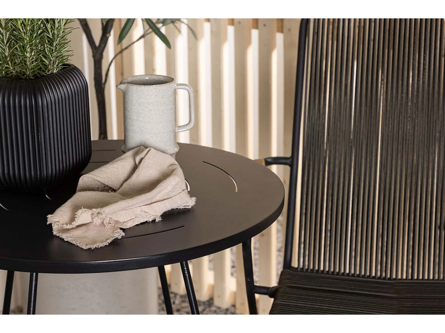 Bacong set de jardin table, 2 chaises noir.