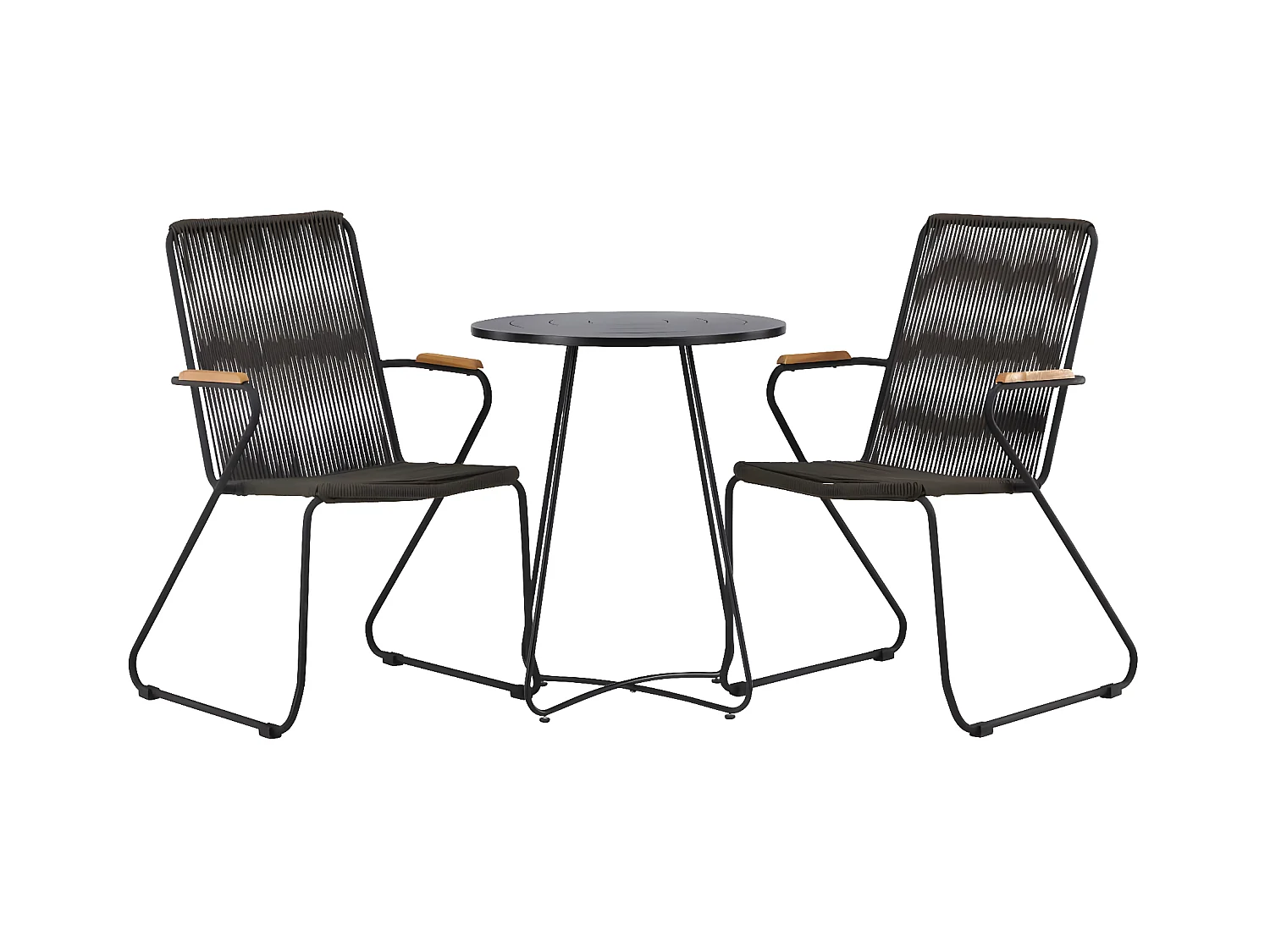 Bacong set de jardin table, 2 chaises noir.