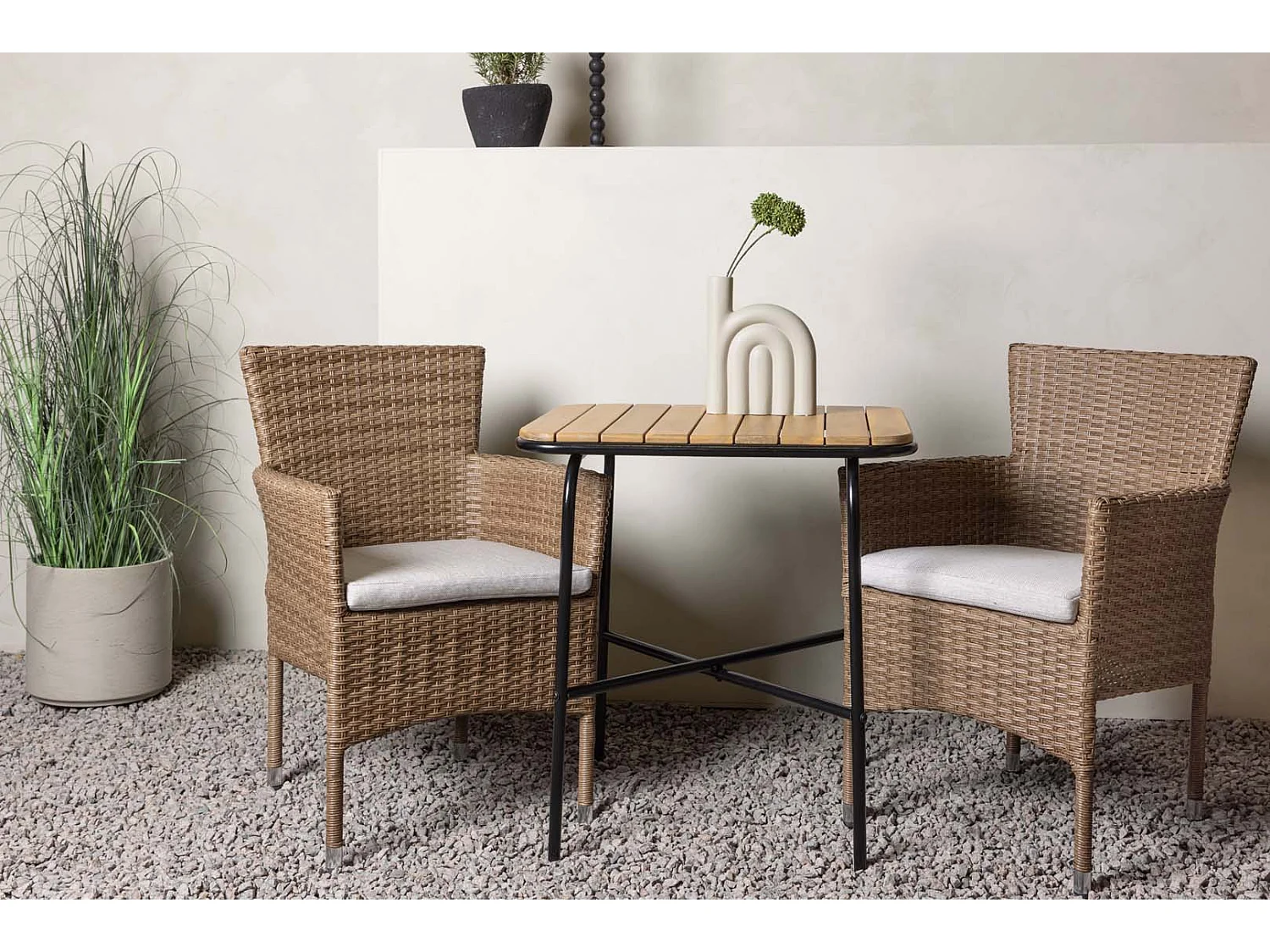 Holmbeck tuinmeubelset tafel, 2 stoelen naturel.