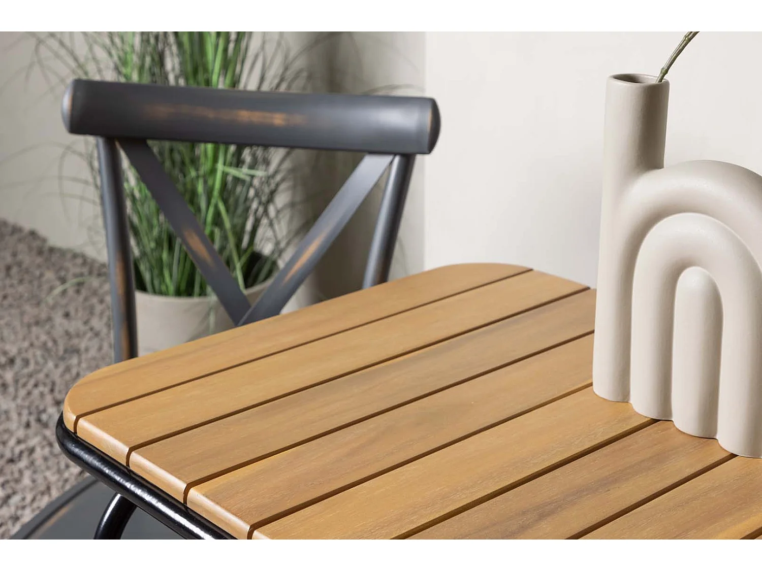 Holmbeck Gartenset Tisch, 2 Stühle  natur,dunkel grau.