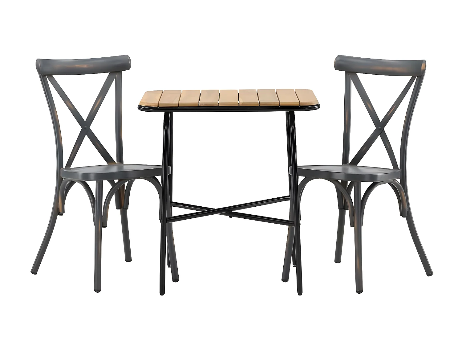 Holmbeck set de jardin table, 2 chaises naturel,gris foncé.