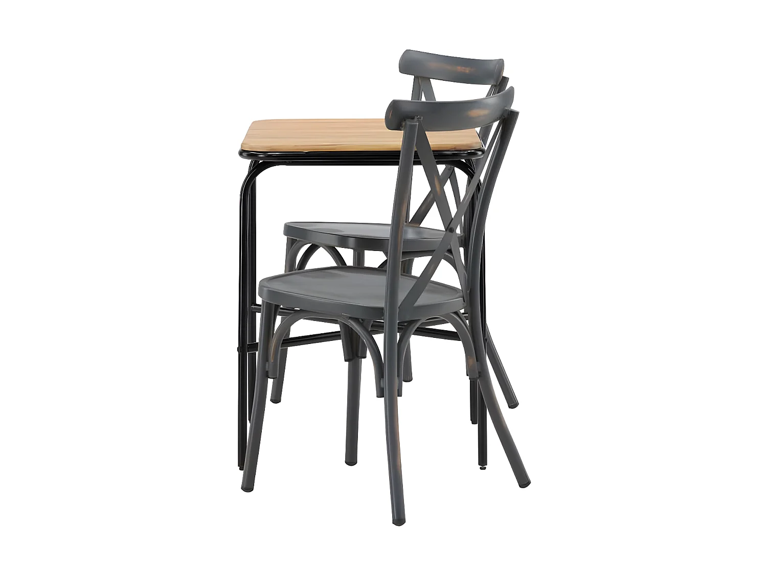 Holmbeck set de jardin table, 2 chaises naturel,gris foncé.