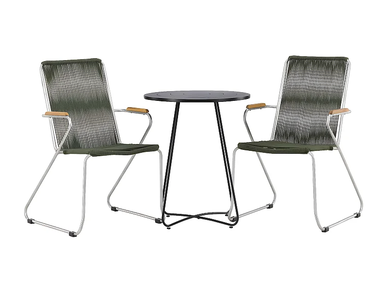 Bacong set de jardin table, 2 chaises noir,vert.
