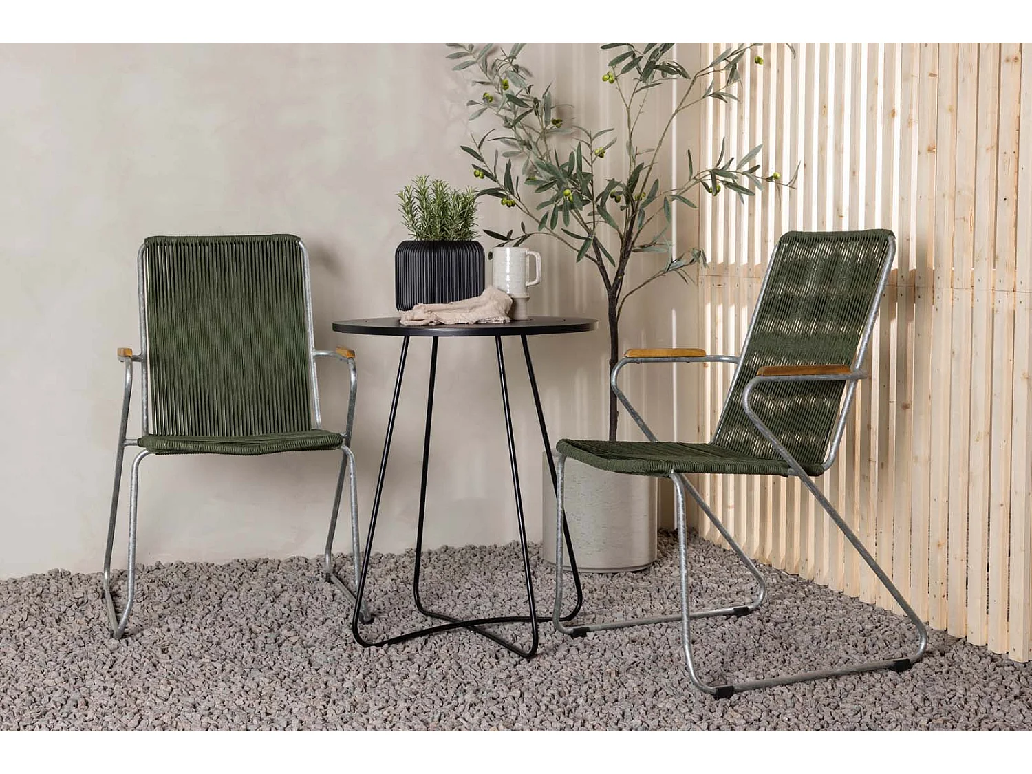 Bacong set de jardin table, 2 chaises noir,vert.