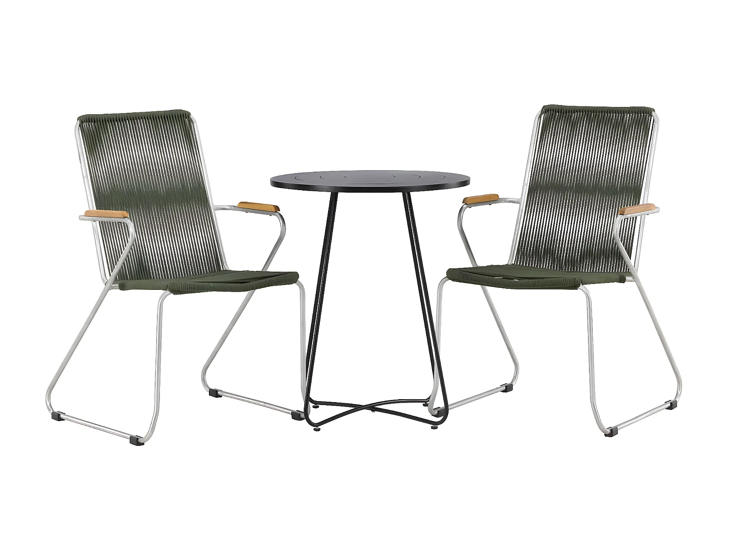Bacong set de jardin table, 2 chaises noir,vert.