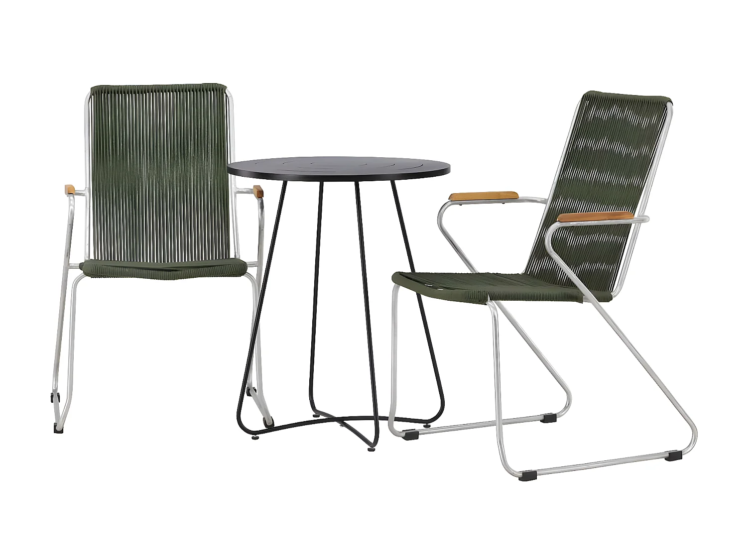 Bacong set de jardin table, 2 chaises noir,vert.