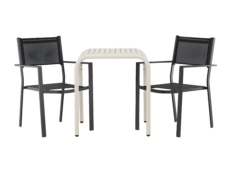 Borneo set de jardin table, 2 chaises beige,noir.