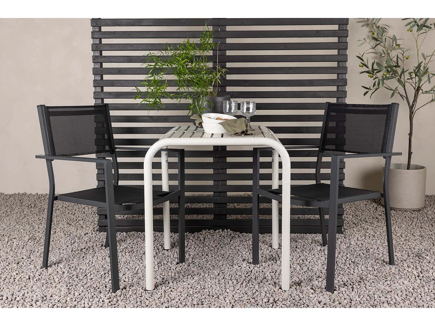 Borneo tuinmeubelset tafel, 2 stoelen beige,zwart.