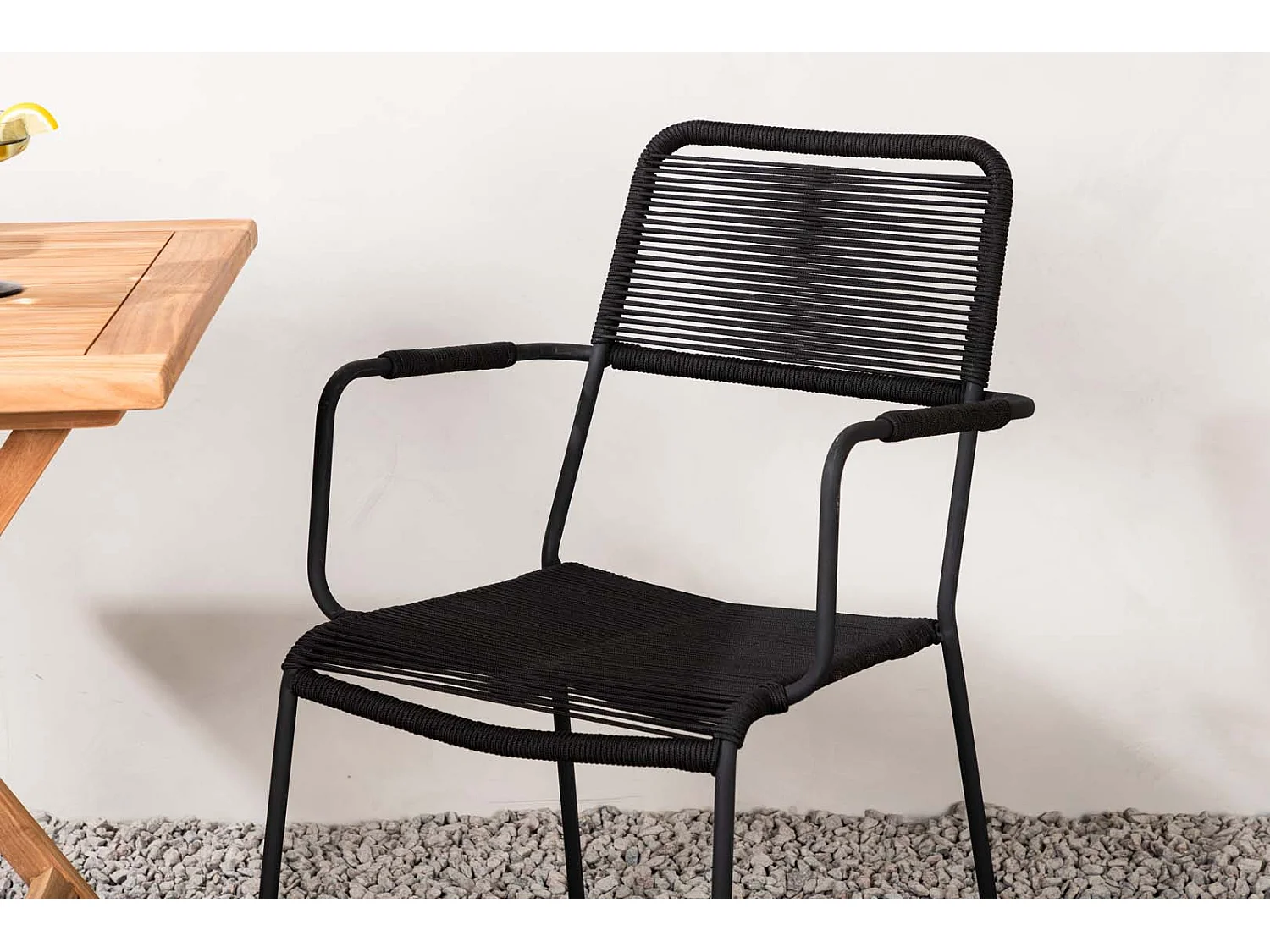 Kenya Gartenset Tisch, 2 Stühle  natur,schwarz.