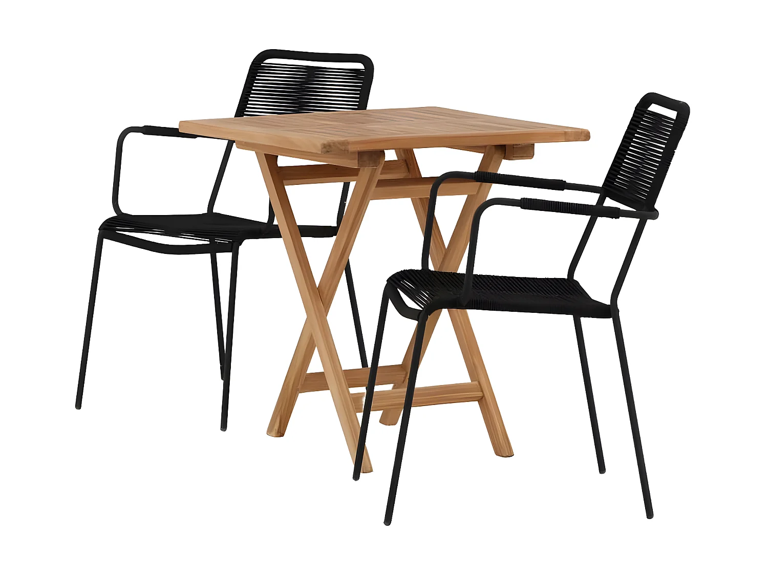 Kenya tuinmeubelset tafel, 2 stoelen naturel,zwart.