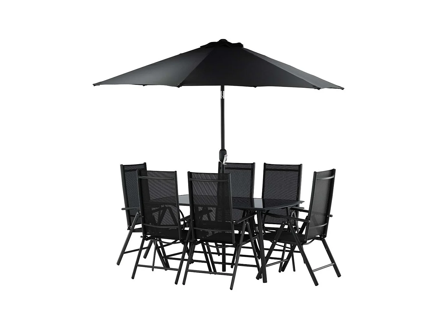 Brekki set de jardin table 90x150cm noir, 6 chaises noir.