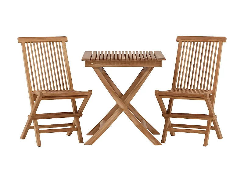 Ghana Gartenset Tisch 70x70cm, 2 Stühle Kenya, natur,natur.