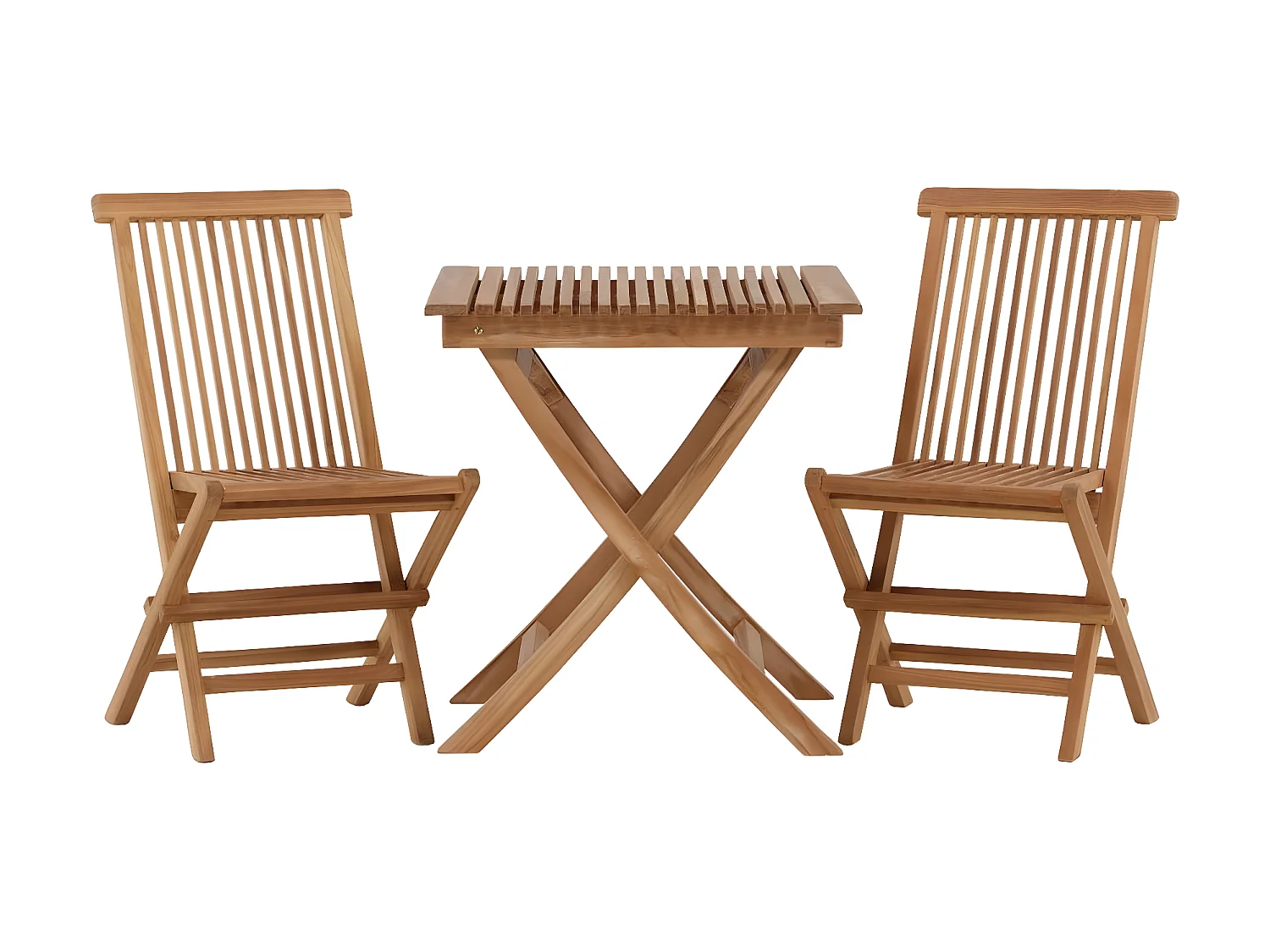 Ghana Gartenset Tisch 70x70cm, 2 Stühle Kenya, natur,natur.