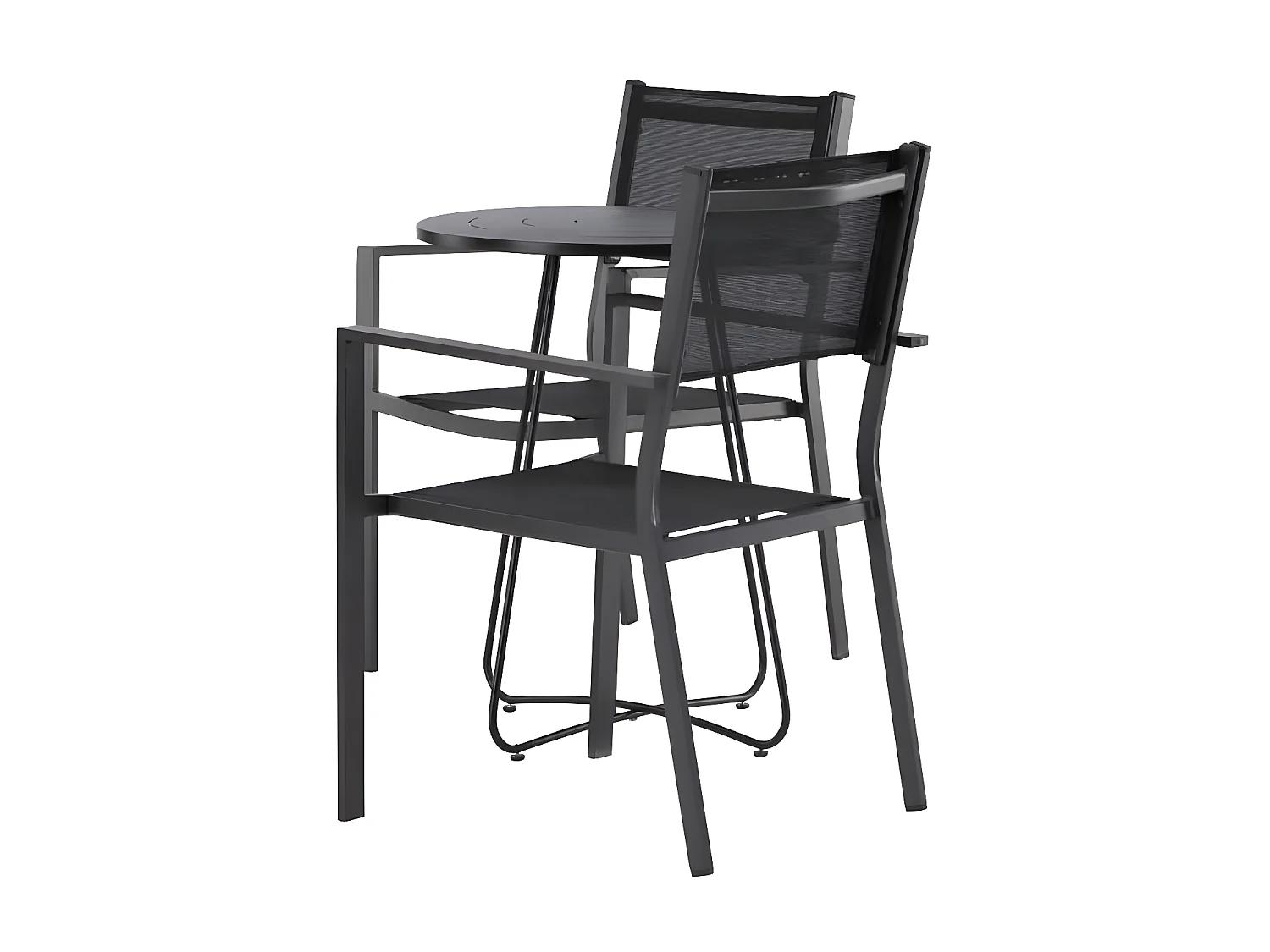 Bacong set de jardin table, 2 chaises noir.