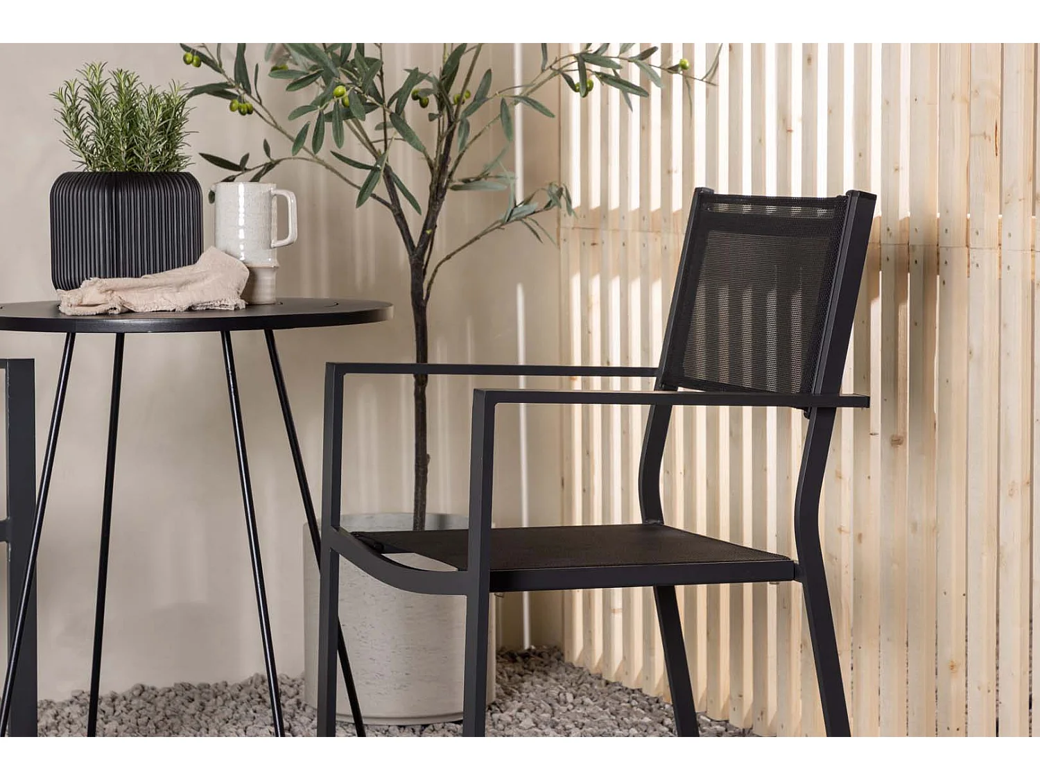 Bacong set de jardin table, 2 chaises noir.