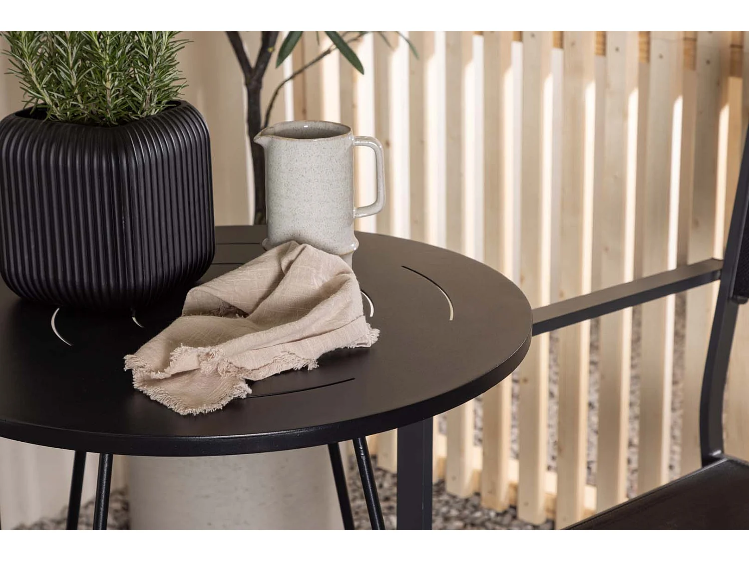 Bacong set de jardin table, 2 chaises noir.