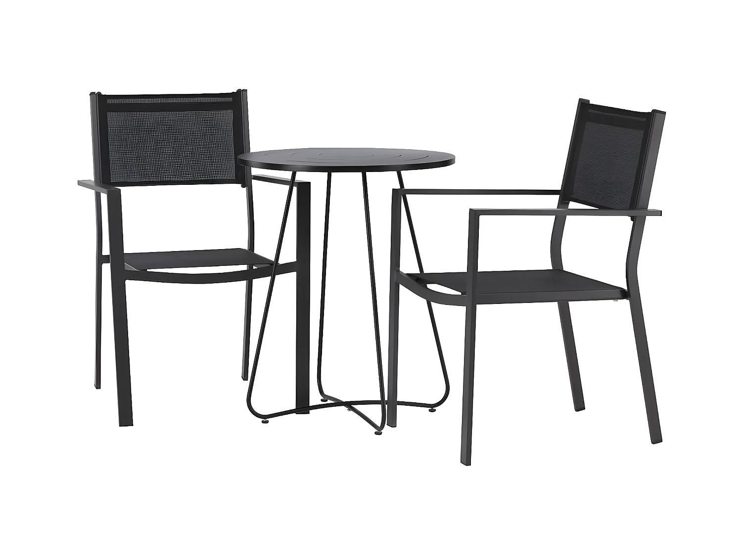 Bacong set de jardin table, 2 chaises noir.