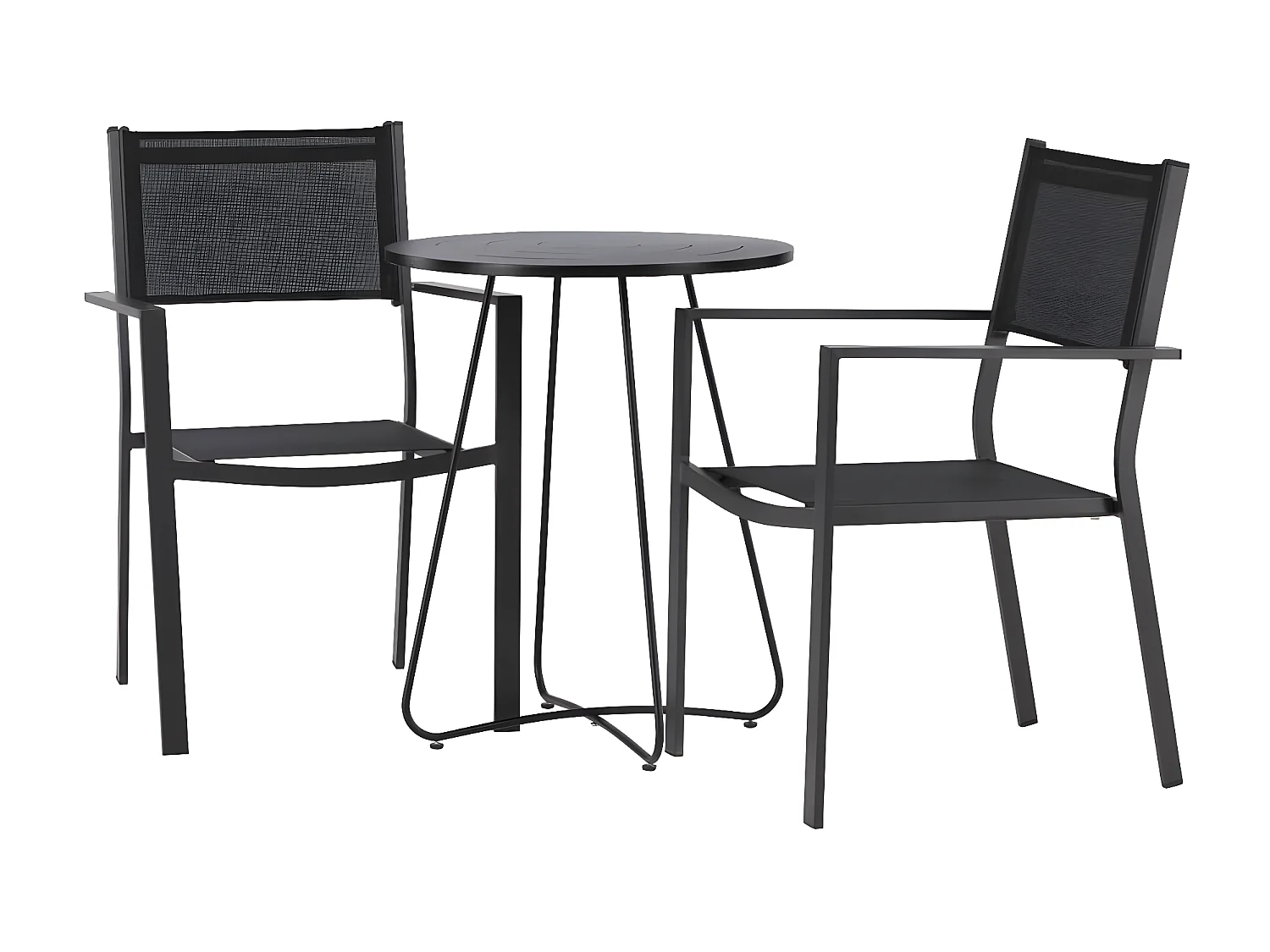 Bacong set de jardin table, 2 chaises noir.