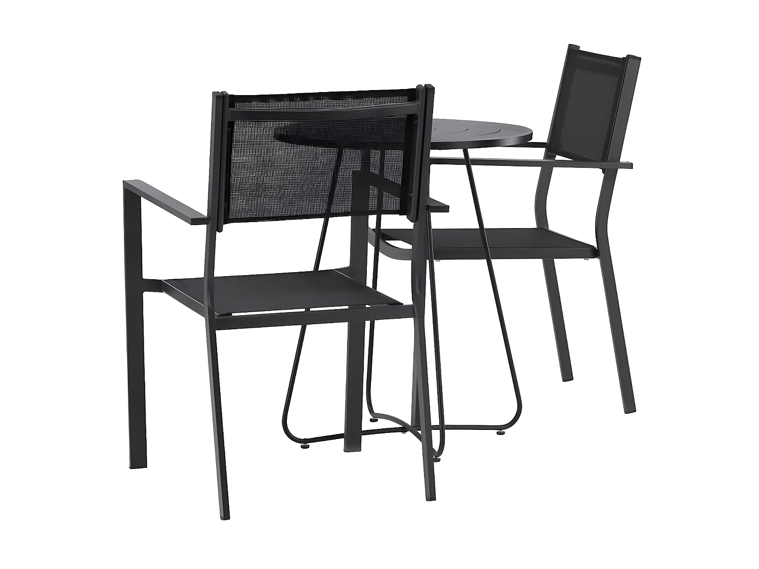 Bacong set de jardin table, 2 chaises noir.