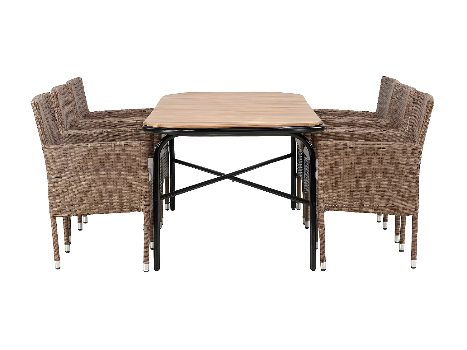 Holmbeck Gartenset Tisch 90x200cm natur, 6 Stühle Malina natur.