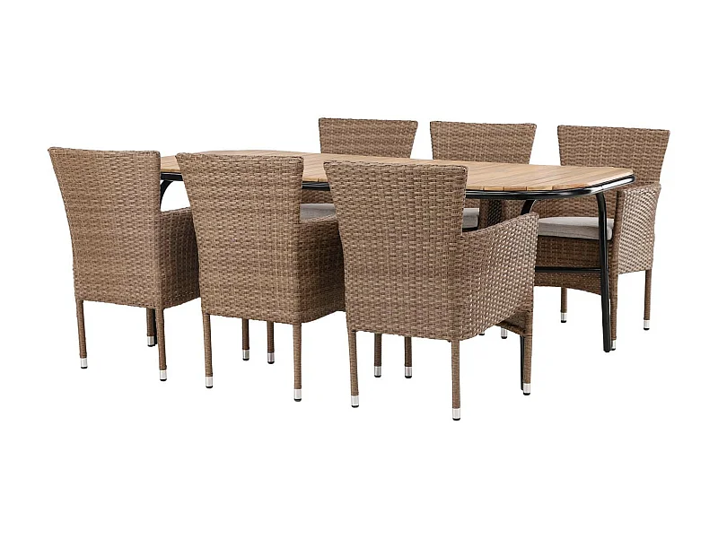 Holmbeck set de jardin table 90x200cm naturel, 6 chaises Malina naturel.