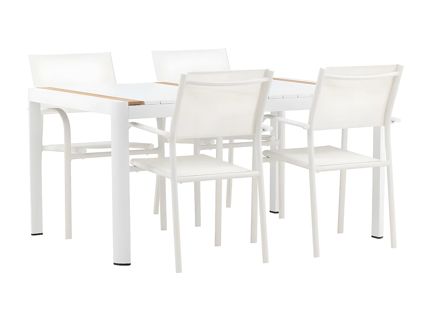 Togo set de jardin table 90x150cm blanc, 4 chaises Santorini blanc.