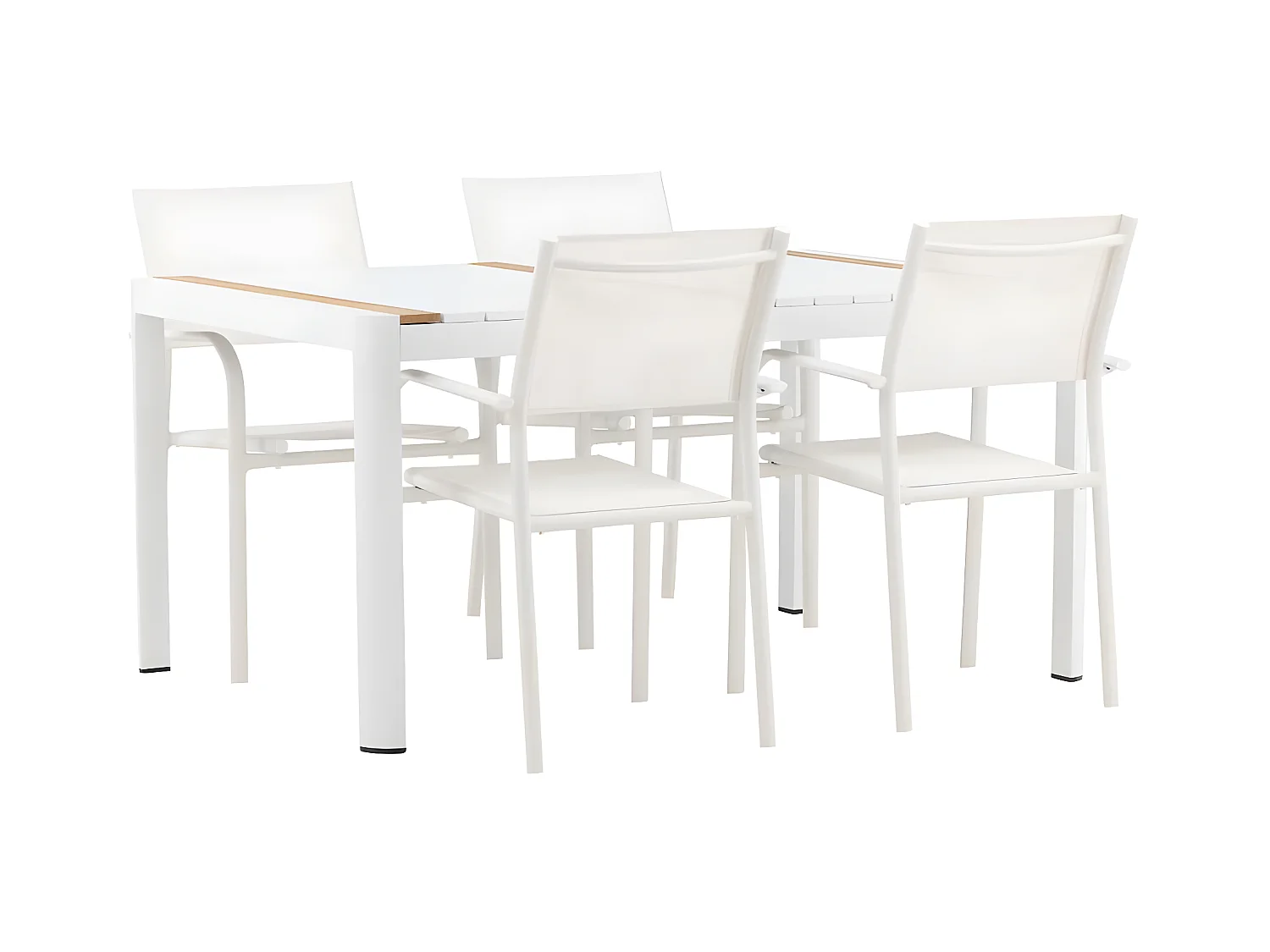 Togo tuinmeubelset tafel 90x150cm wit, 4 stoelen Santorini wit.