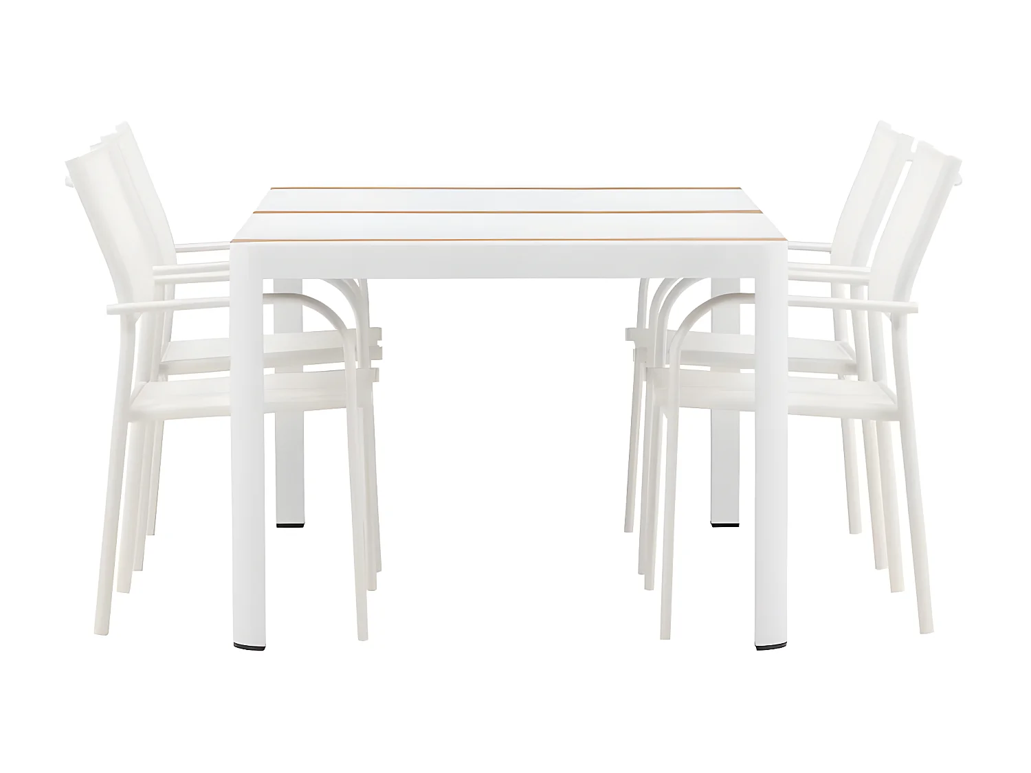 Togo tuinmeubelset tafel 90x150cm wit, 4 stoelen Santorini wit.