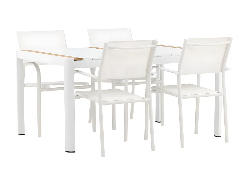 Togo set de jardin table 90x150cm blanc, 4 chaises Santorini blanc.