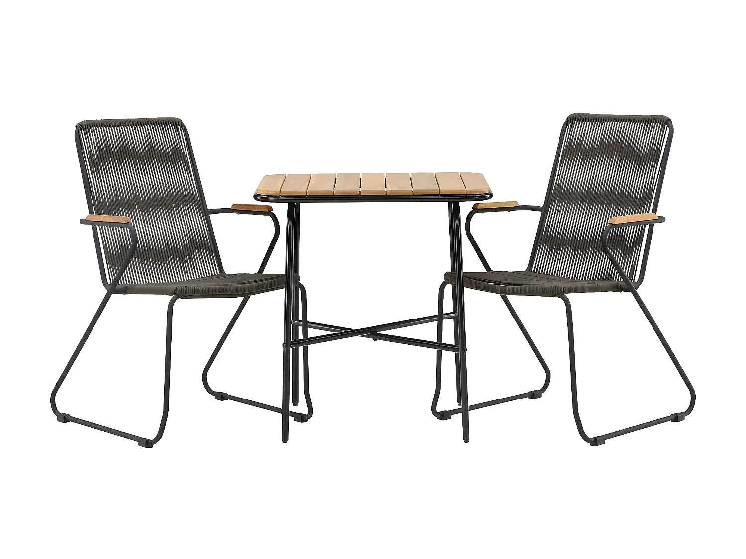 Holmbeck Gartenset Tisch, 2 Stühle  natur,schwarz.