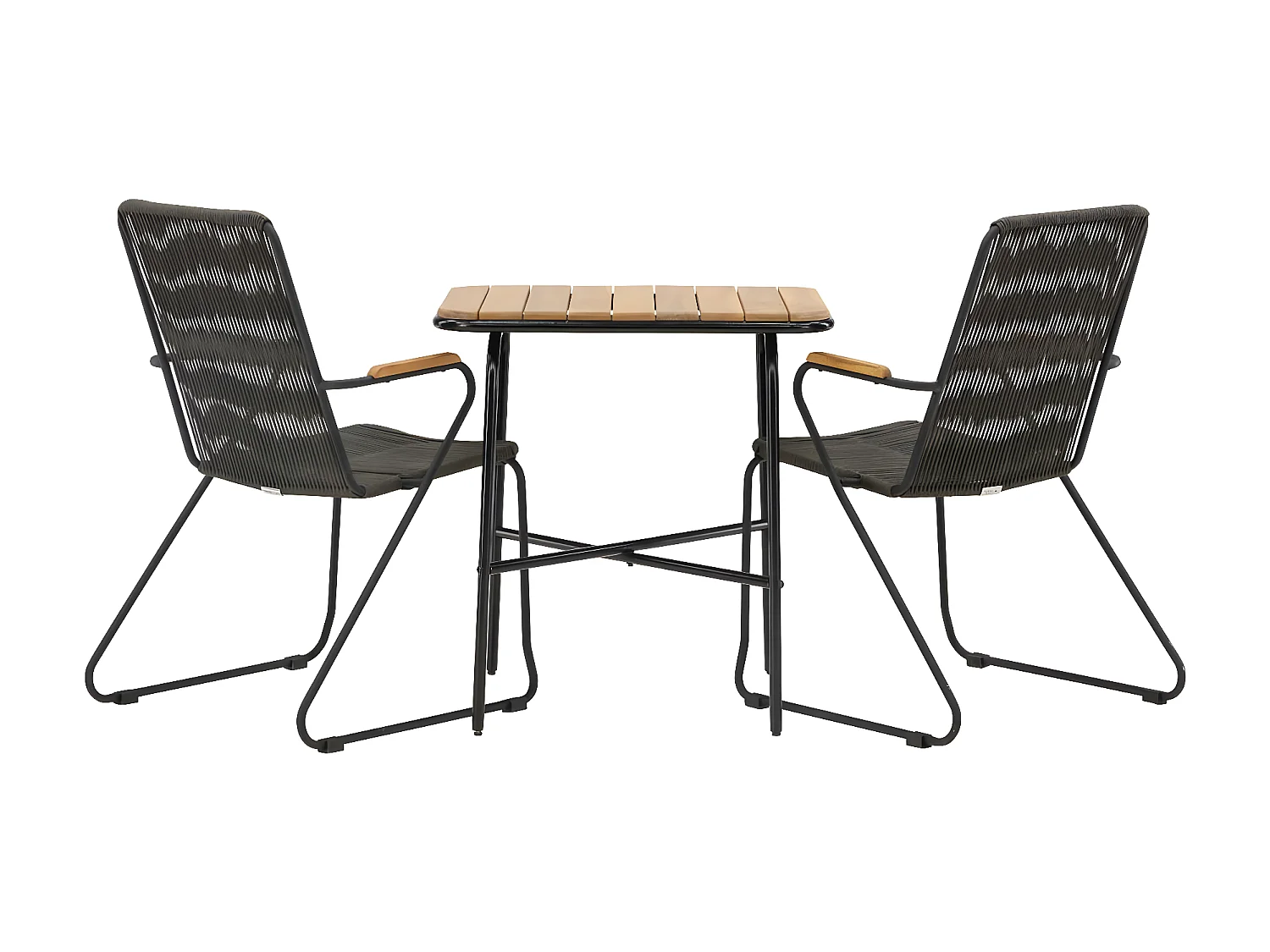 Holmbeck Gartenset Tisch, 2 Stühle  natur,schwarz.