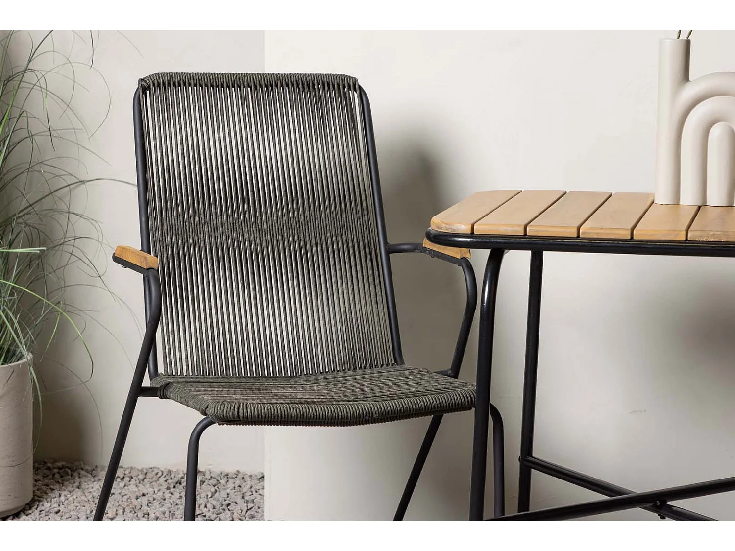 Holmbeck Gartenset Tisch, 2 Stühle  natur,schwarz.