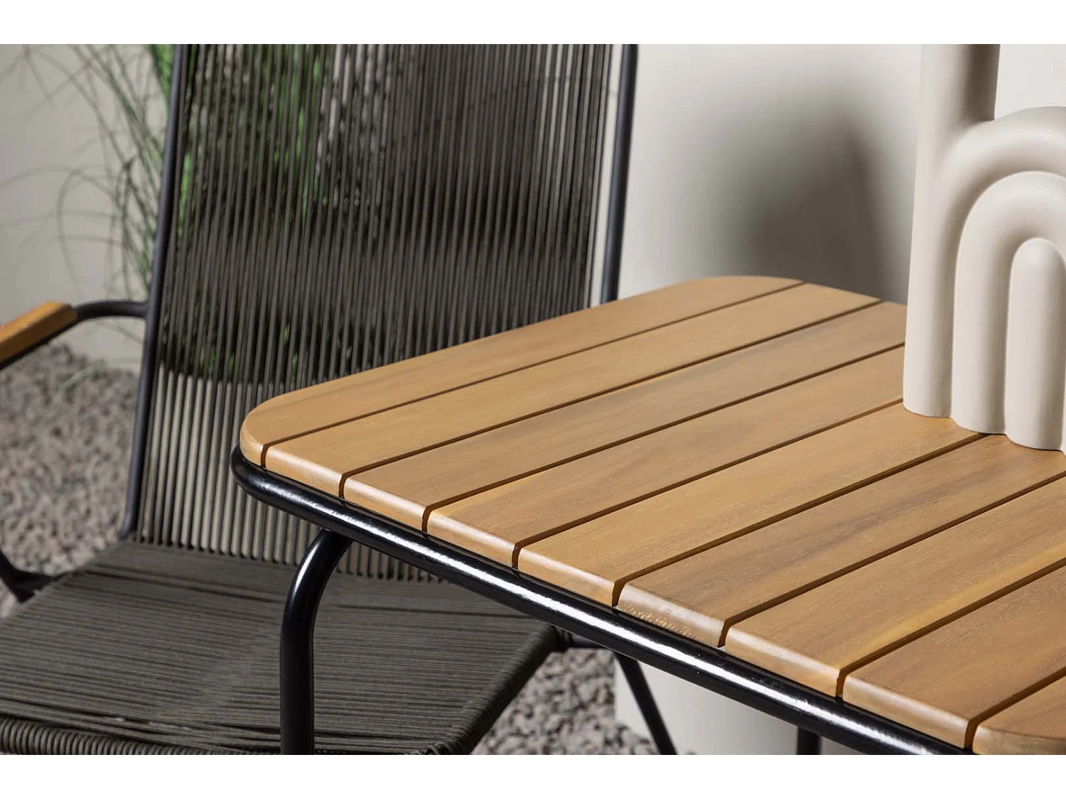 Holmbeck Gartenset Tisch, 2 Stühle  natur,schwarz.