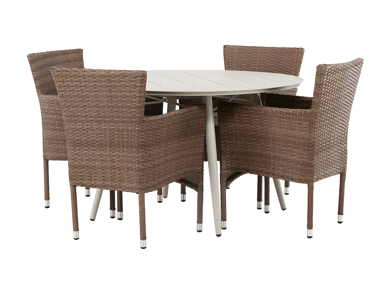 Lina set de jardin table Ø120cm beige, 4 chaises Malina naturel.