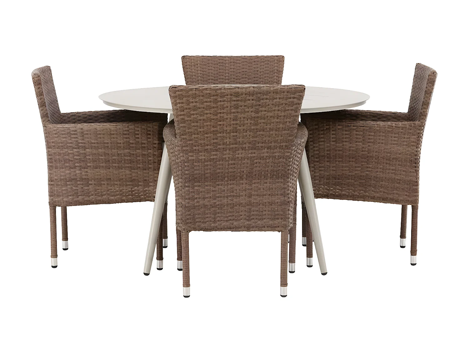 Lina set de jardin table Ø120cm beige, 4 chaises Malina naturel.