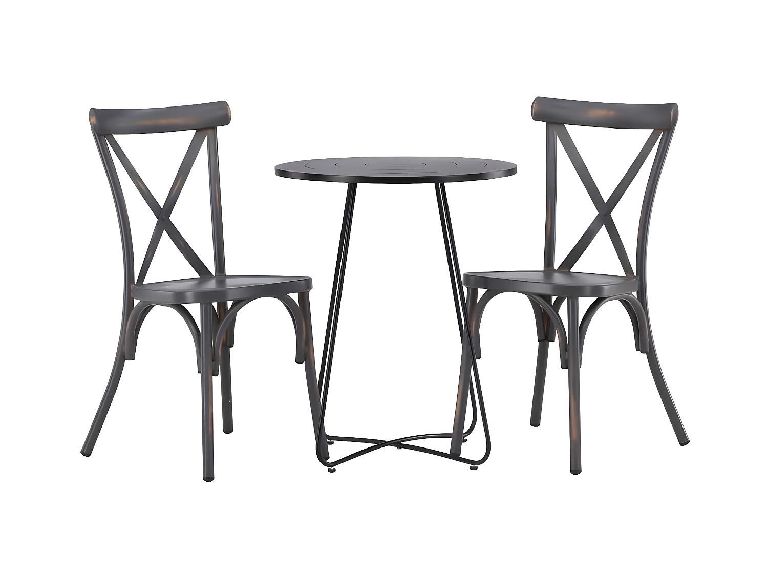 Bacong set de jardin table, 2 chaises noir,gris foncé.