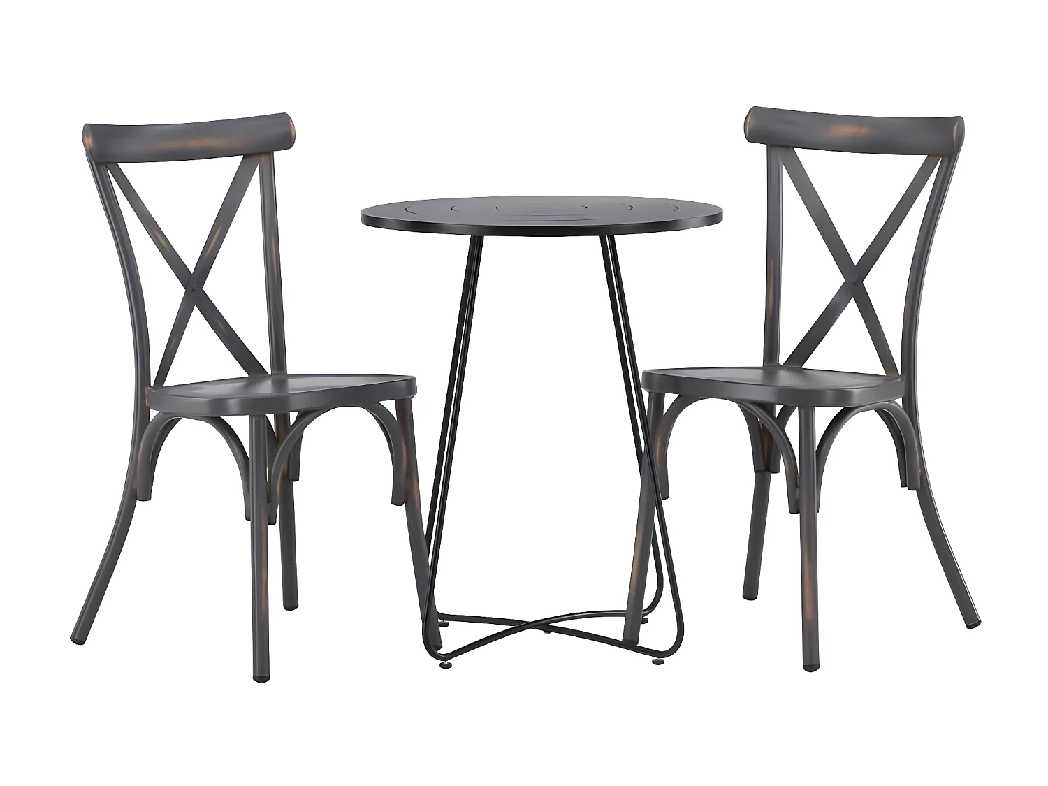 Bacong set de jardin table, 2 chaises noir,gris foncé.